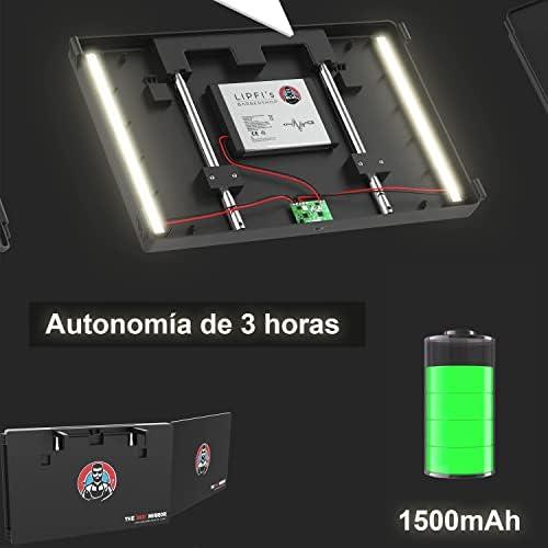 Espejo LED de 360° con Ganchos Ajustables para Cortes de Cabello
