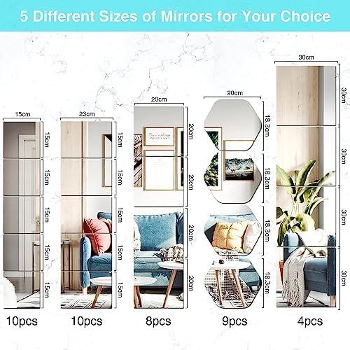 Espejos decorativos sin marco para⁤ tu⁢ hogar - 30x30cm, ⁤4 piezas
