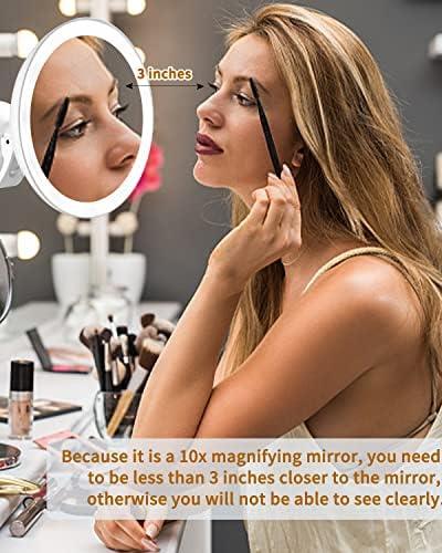 Espejo de Maquillaje con Luz LED y 10X de Aumento