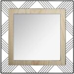 Espejo cuadrado de metal y madera plateado: atmósfera creativa para tu hogar