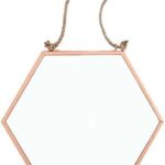 Espejo hexagonal de cobre con cordón para colgar: toque geométrico para tu hogar