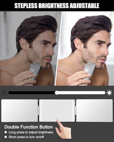 Espejo 360 con Luz y Triple Visión: Ideal para Barberos