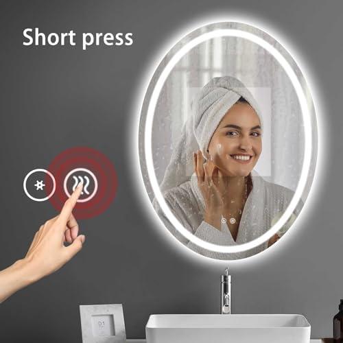 Sunrik⁣ Espejo de baño LED Ovalado: Iluminación ajustable y‍ ahorro de energía