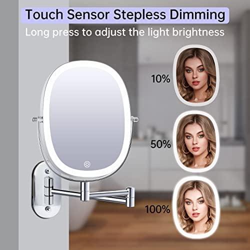 Espejo Maquillaje con⁢ Luz USB Recargable: Doble Cara 360° - 3 Colores Regulables