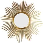 Sunburst: Espejo Redondo de 31 cm, Marco de Metal Dorado