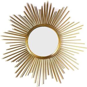 Sunburst: Espejo Redondo de 31 cm, Marco de Metal Dorado