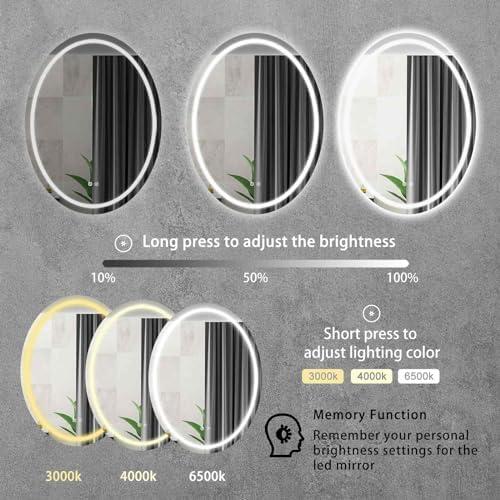Sunrik Espejo de baño LED Ovalado: Iluminación ajustable y ahorro de energía
