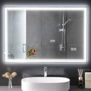 Espejo de Baño Figbird con LED, 100 × 60 cm, Regulable 3 Colores de Luz