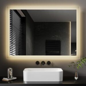 EMKE® Espejo de baño LED, 80×60 cm, montaje IP44
