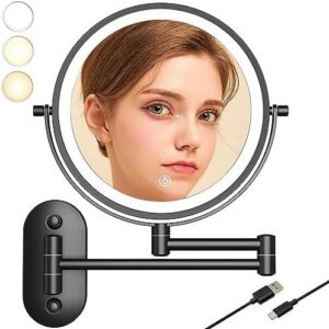 Espejo de maquillaje LED recargable USB, 10x aumento